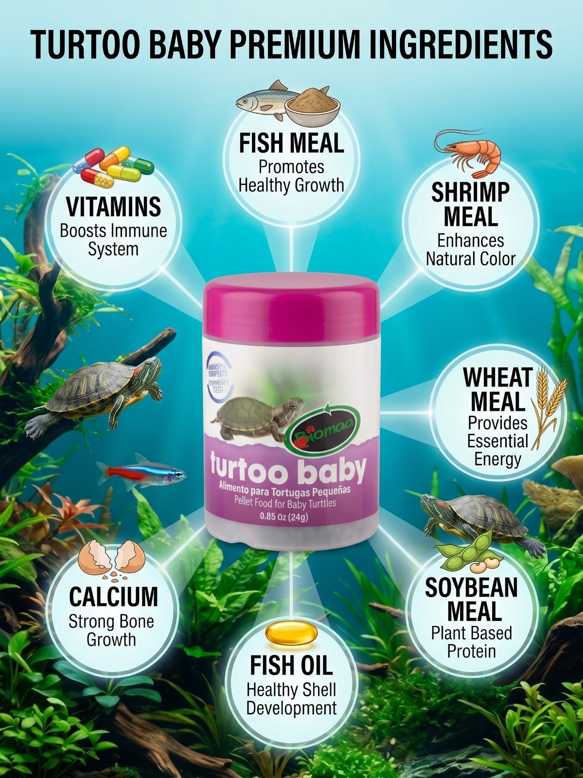 Baby Turtle Food BIOMAA TURTOO BABY 1.76oz (50g) - Image 4